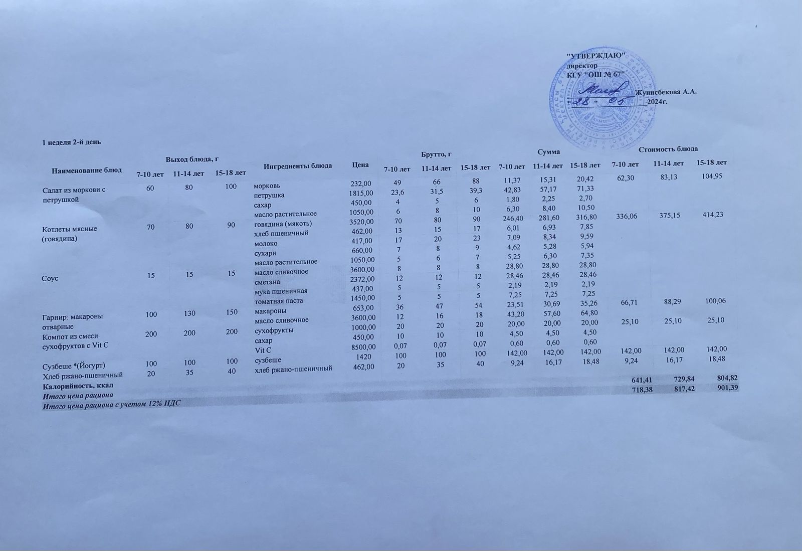 Ас мәзірі 28.05.2024ж.