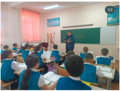 полиция капитаны Сейтказы Б.Е жолда жүру ережелері жайында түсіндірме жұмысын жүргізді.